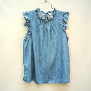 Summer denim top with ruffles Old Navy sleeveless shirt EXCELLENT Freshly washed